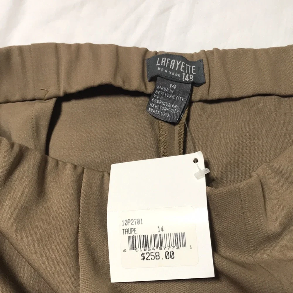 Lafayette 148 New York taupe 100% wool pants with side zipper - Picture 5 of 9